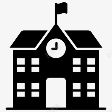 彩色木纹学校学院大楼学院图标