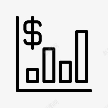 美元小图标条形图美元金融图标