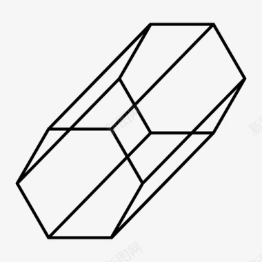 几何形八角棱镜三维几何图标