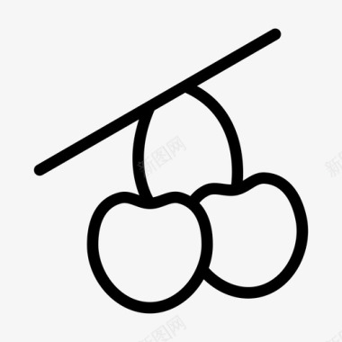樱桃剪影图标矢量设计樱桃浆果食品图标