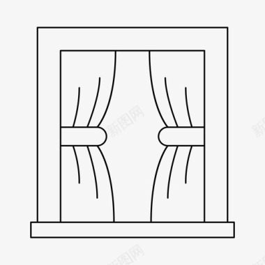 高档家居窗帘窗窗帘装饰图标