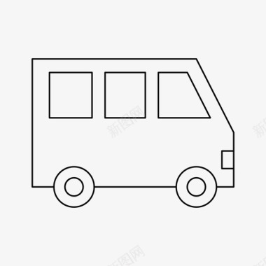 公共标识红面包车公共汽车汽车图标