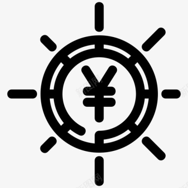 火焰美元图标日元现金货币图标