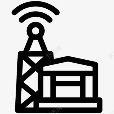 卡通信号塔卫星天线连接图标