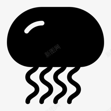 动物世界水母动物海滩图标