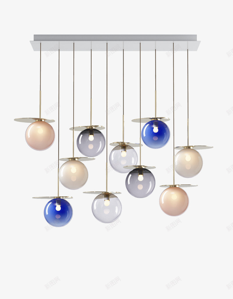 Umbra chandelier  10 pcs pink  blue  light grey  clear  smoke吊灯png免抠素材_88icon https://88icon.com 吊灯