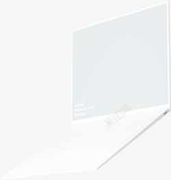 纯白3D悬浮笔记本电脑素材