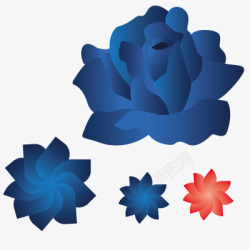 蓝色的小花手绘花蓝色玫瑰高清图片