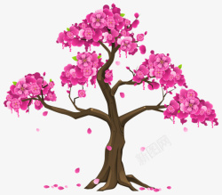 游戏树游戏风格飘落的桃花树高清图片