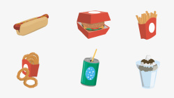 薯条汉堡矢量卡通快餐速食食品高清图片