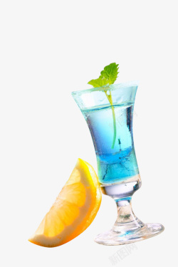 柠檬冰块鸡尾酒好喝的鸡尾酒蓝色高清图片