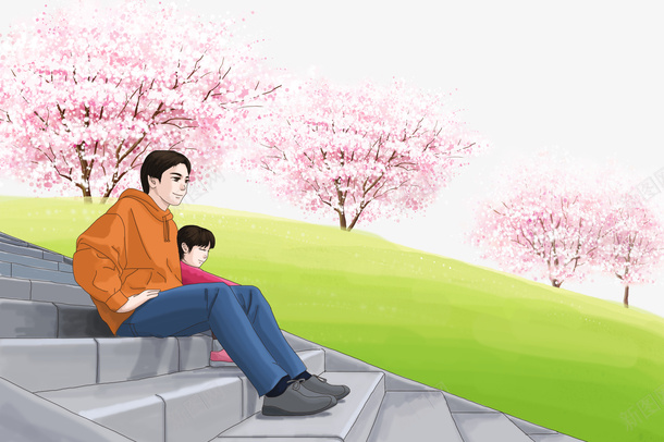 春天樱花草地台阶手绘人物psd免抠素材_88icon https://88icon.com 公园绘画 台阶 手绘人物 春天 梯级 樱花 樱花公园 草地