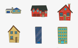 高楼城市房子建筑卡通简约住宅房屋素材素材