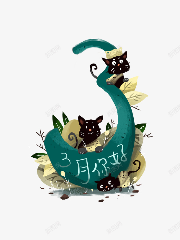 3月你好手绘猫咪创意元素图psd免抠素材_88icon https://88icon.com 3月你好 手绘 猫咪 创意 元素图 春天