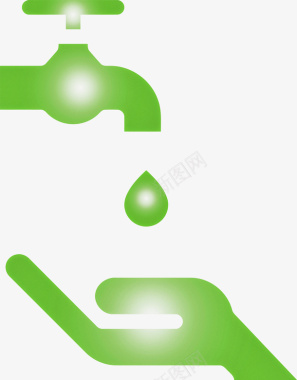 绿色格子布绿色环保水滴节约图标