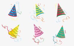 狂欢派对设计派对帽多彩卡通生日和狂欢节纸帽子高清图片