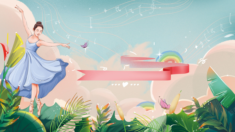 手绘人物植物装饰背景图元素图psd设计背景_88icon https://88icon.com 手绘人物 植物装饰 背景图 元素图 云 女神节 38 女王节 妇女节