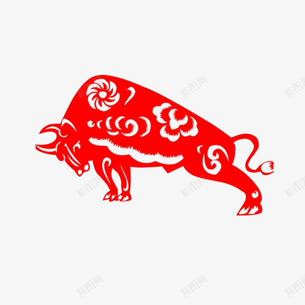 新年剪纸png免抠素材_88icon https://88icon.com 牛年 剪纸 窗花 春节