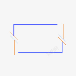 蓝橙色科技感线条边框素材