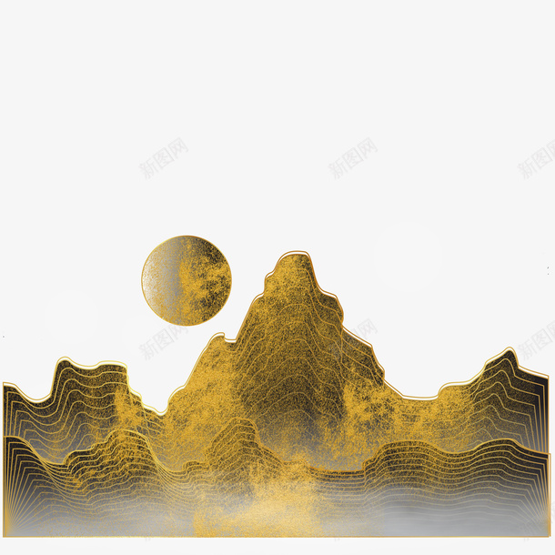 中国风金色线条山峦png免抠素材_88icon https://88icon.com 中国风 金色 线条 山峦