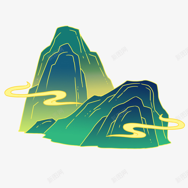 中国风国潮卡通手绘渐变山元素png免抠素材_88icon https://88icon.com 中国风 国潮 卡通 手绘渐变山元素