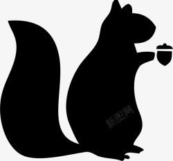 松果吃松果的松鼠剪影高清图片