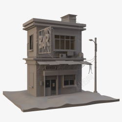 3D建模60年代的二层小楼房模型素材