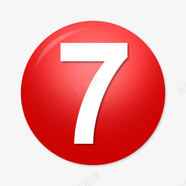 数字设计红色立体数字7球形图标图标