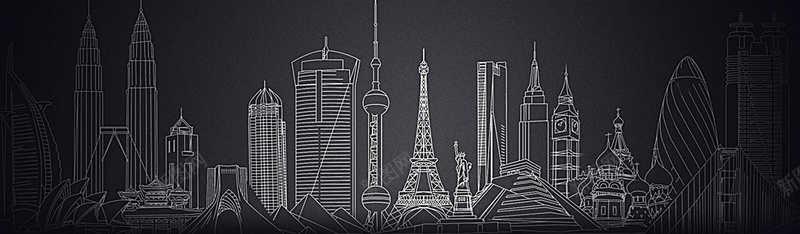 手绘建筑黑白jpg设计背景_88icon https://88icon.com 填色练习 建筑 线稿 背景 黑白