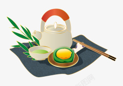 卡通玻璃茶壶清明节茶壶素斋野餐高清图片