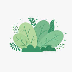 卡通绿色春季植物元素素材