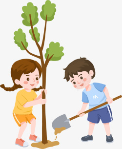 种树植树节中树的小孩高清图片