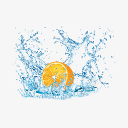 溅射水珠橙子迸溅的水花高清图片