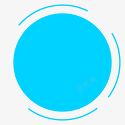 扁平按钮科技蓝色圆形按钮高清图片