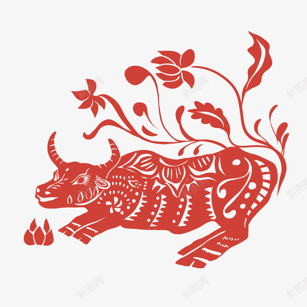 新年剪纸png免抠素材_88icon https://88icon.com 牛年 剪纸 窗花 春节