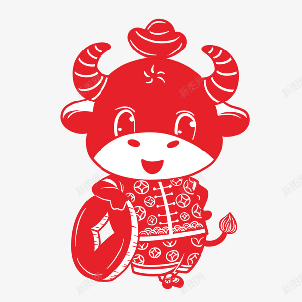 新年剪纸png免抠素材_88icon https://88icon.com 牛年 剪纸 窗花 春节