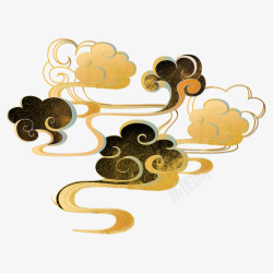 中国风金色云纹漂浮素材素材