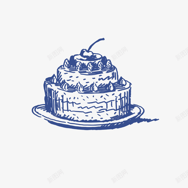 手绘蓝色生日蛋糕png免抠素材_88icon https://88icon.com 动漫图标 图标 插画 生日 蛋糕 鼠