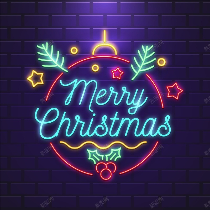 圣诞元素插画发光jpg设计背景_88icon https://88icon.com 圣诞元素插画 炫彩 发光 灯光 酒吧 夜场 夜店 招牌 发光字