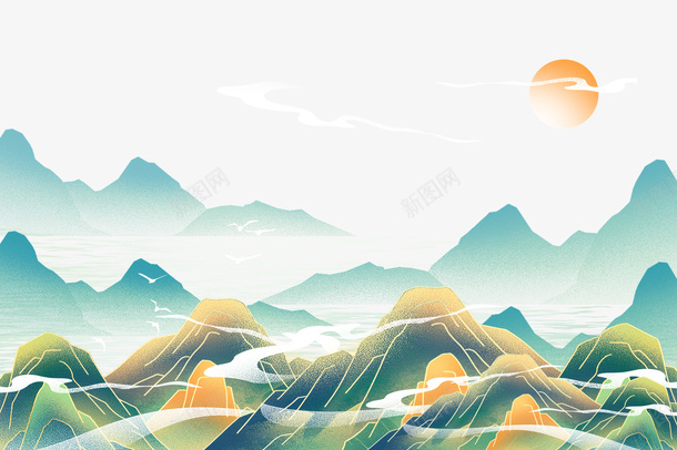 国潮中国风山水素材png免抠素材_88icon https://88icon.com 中国风 国潮 国潮山 国潮山景 山水 素材