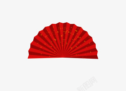 手绘折扇红色金粉中国风折扇高清图片