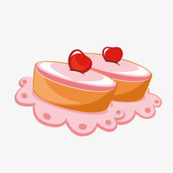 粉色奶油两个可爱小蛋糕高清图片