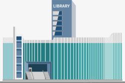 校园风墙绘扁平风图书馆建筑高清图片