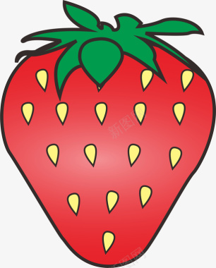 草莓绿叶卡通简约草莓图标
