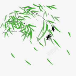 树上的鸟窝燕子在柳树上飞高清图片