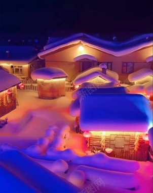 雪乡的浪漫小屋背景