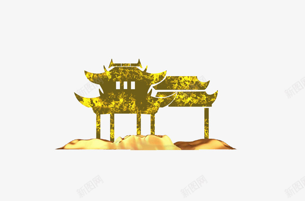 中国风金色亭子质感金箔纹理png免抠素材_88icon https://88icon.com 中国风 金色亭子 质感 金箔纹理