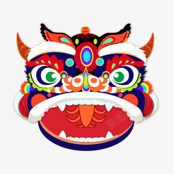 狮子头装饰中国风国潮舞狮狮子头卡通装饰元素高清图片