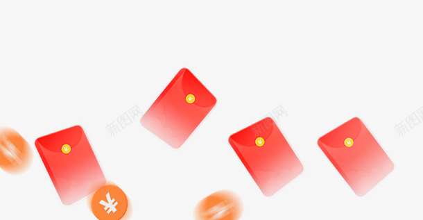 漂浮的红包与金币png免抠素材_88icon https://88icon.com 漂浮 红包 金币 节日