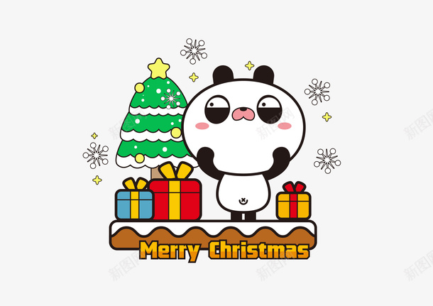 卡通圣诞熊猫png免抠素材_88icon https://88icon.com 卡通 圣诞 熊猫 礼物 圣诞树 雪花